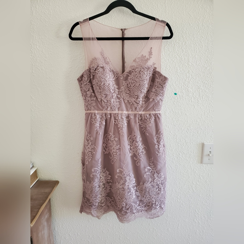 Jenny Yoo Blair Pencil Short  Mesh Lace Dress Women’s size 10